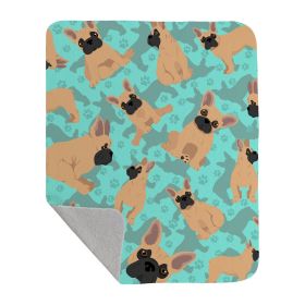Fawn French Bulldog Quilted Blanket 50x60 Artwork Pattern Quilted Throw Blanket for Bed, Couch, Sofa, Soft and Lightweight