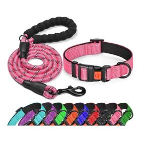 No Pull Dog Harness; Adjustable Nylon Dog Vest & Leashes For Walking Training; Pet Supplies (Color: Pink, size: m)
