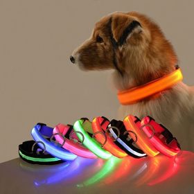 Glow-In-The-Dark Pet Collar For Dog & Cat; LED Dog Collar For Night Walking; USB charging (Color: Red, size: m)